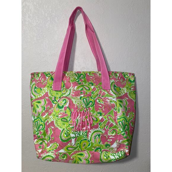 Lilly Pulitzer Handbags - Lilly Pulitzer Insulated Cooler Tote Bag vibrant pink and green floral pattern